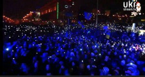 Protestors celebrate New Year at Maiden Square in Keiv, Ukraine 2014 UKRStream.tv screen shot.