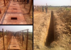 Water for Good teams recently dug latrines for refugees at the airport.  (Image courtesy Water for Good)