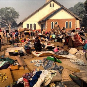 A staggering 60% of the population of the city of Bangui are displaced from their homes, living in makeshift refugee camps.  (Image, caption courtesy Water for Good)