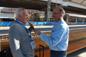 Richard Page and Greg Yoder at the train station in Sochi.