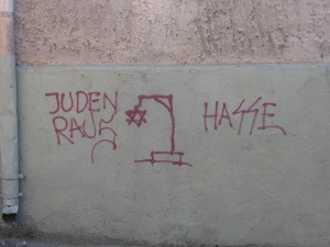 Anti-Semitic graffiti in Lithuania.  (Photo cred: Beny Shlevich via Flickr)