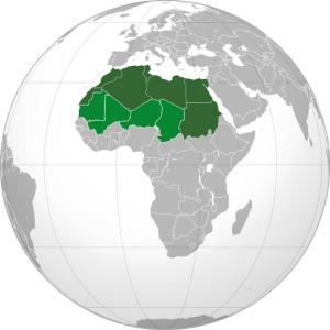 Nations of North Africa highlighted in green. 
