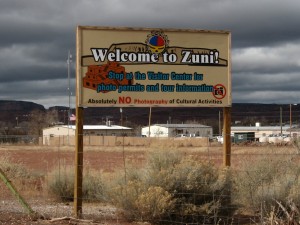 Entrance to the Zuni Indian Reservation in New Mexico. 