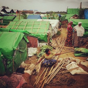 Thanks to donor support, 510 Rohingya families living in IDP camps now have green tarpaulins and bamboo to provide much-needed shelter during the rainy season. (Image, caption courtesy Partners)
