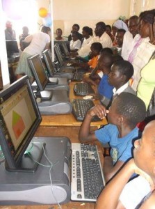 Many of these children had never touched a computer before the school opened the lab. (Image by AMG International).