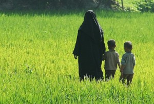 Muslim woman and kids