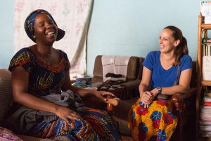 Missionary Heather McAfee and Viviane Kassou pray together in Viviane's home before setting out to visit nearby houses in the Abobo quarter of Abidjan to share Bible stories with Muslim women. (Photo, caption courtesy IMB)