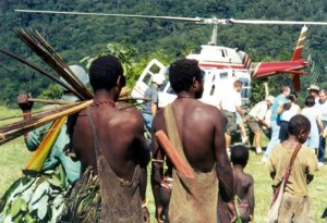 Visiting a Hewa village on a previous occasion. (Photo and caption courtesy of New Tribes Mission).