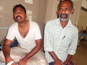 Pastors Arul and Omkar had to be hospitalized for their injuries. (Photo and caption by VOM)