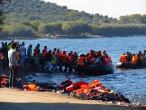 Syrian refugees arriving on the Greek island of LesbosPhoto, caption courtesy OM
