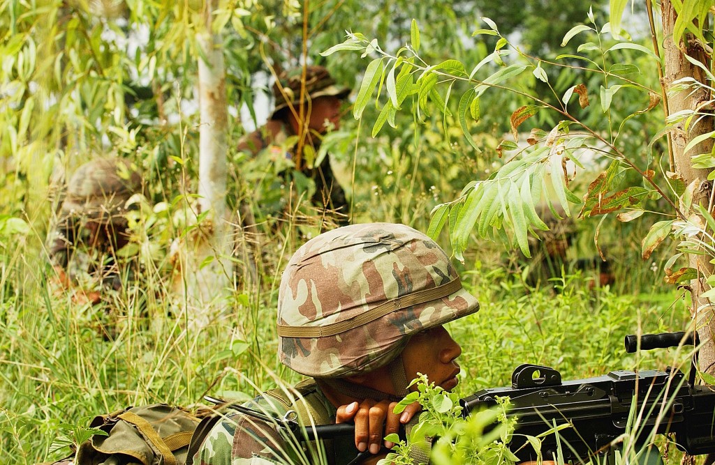 soldiers in woods