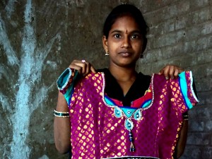 This dress took about four hours for Gowri to make, and she sold it for two day's wages (Image courtesy of Donna Glass/India Partners).