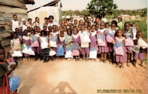 Students in Uganda receive mosquito nets. Photo courtesy of Set Free Ministries.