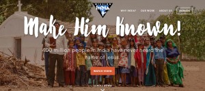 Screenshot of Mission India's new website.