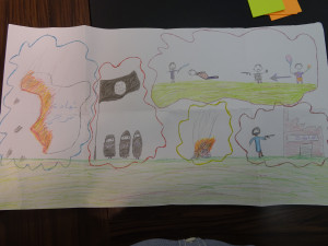 A drawing from trauma care art therapy with refugees from the Middle East (Photo courtesy of Ray and Denice with Voice of the Martyrs, Canada)