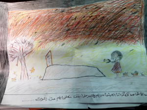 A photo from the trauma care art therapy with refugees from the Middle East (Photo courtesy of Ray and Denice with Voice of the Martyrs, Canada)