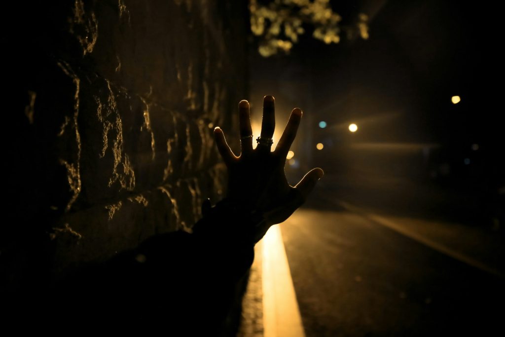 hand, reach, silhouette, dark, light, street, car,